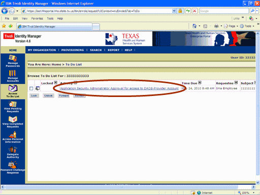 Screenshot of ITIM To Do List